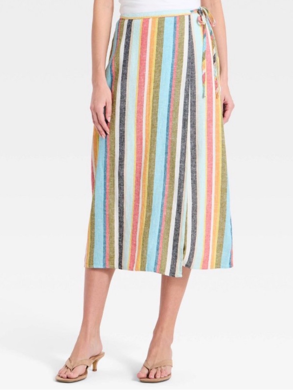 Women's Linen Midi Wrap Skirt - A New Day™
Cream Striped XS